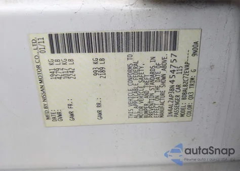 2011 Nissan Altima 2.5 S из США, поврежденный, VIN 1N4AL2AP3BN454757